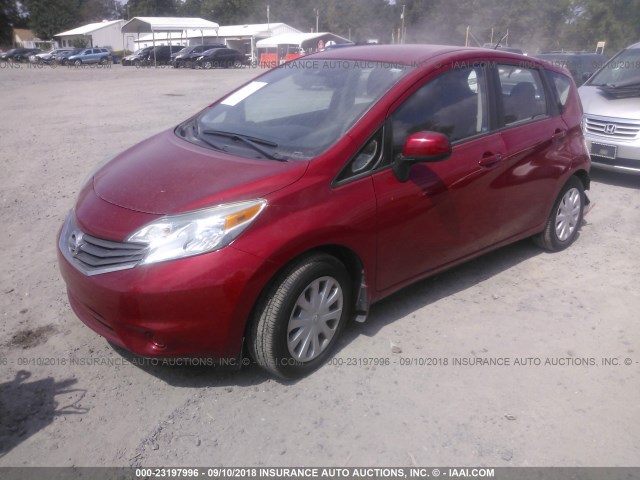 3N1CE2CP4EL422689 - 2014 NISSAN VERSA NOTE S/S PLUS/SV/SL RED photo 2