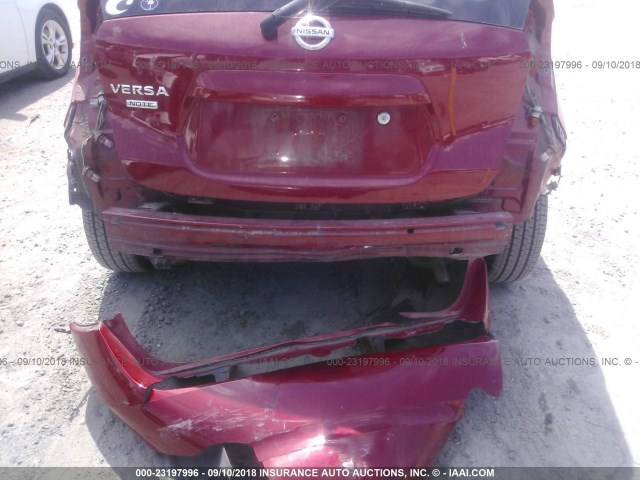 3N1CE2CP4EL422689 - 2014 NISSAN VERSA NOTE S/S PLUS/SV/SL RED photo 6