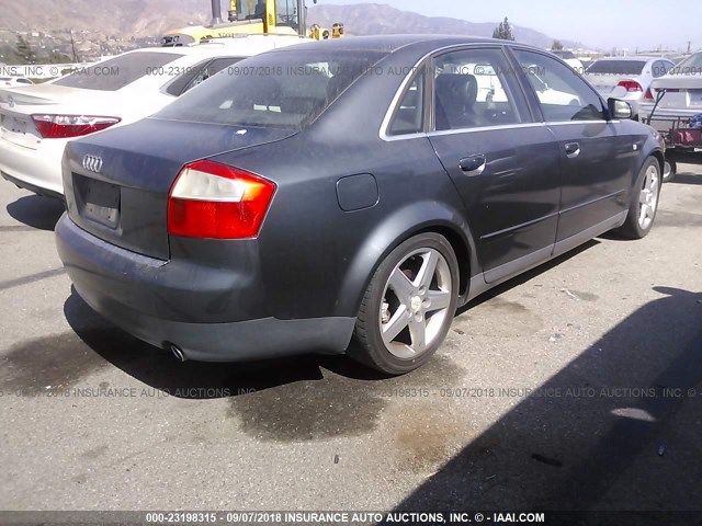 WAUJT68E23A149178 - 2003 AUDI A4 3.0 GRAY photo 4