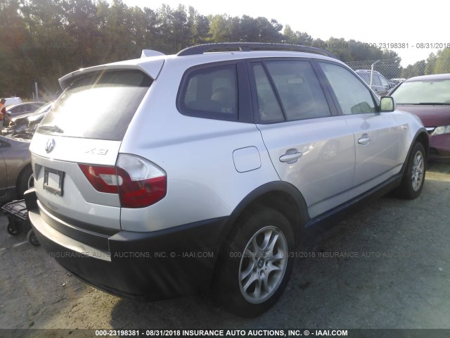 WBXPA73455WC44918 - 2005 BMW X3 2.5I SILVER photo 4