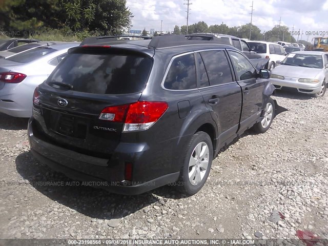 4S4BRCCC4B3398204 - 2011 SUBARU OUTBACK 2.5I PREMIUM GRAY photo 4