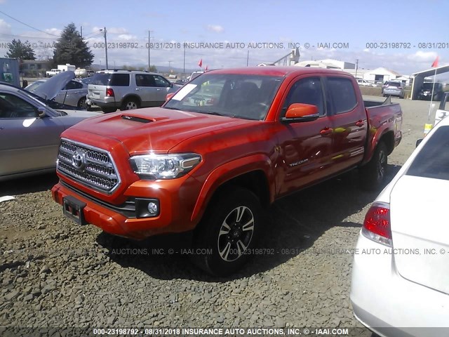 3TMCZ5AN0GM026759 - 2016 TOYOTA TACOMA DBL CAB/SR/SR5/TRD SPT/OR ORANGE photo 2