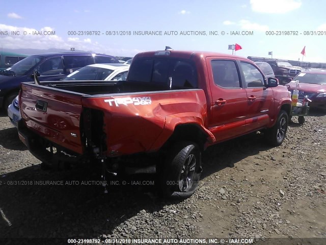 3TMCZ5AN0GM026759 - 2016 TOYOTA TACOMA DBL CAB/SR/SR5/TRD SPT/OR ORANGE photo 4