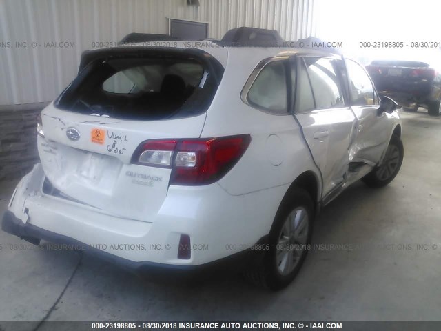 4S4BSAAC6H3354838 - 2017 SUBARU OUTBACK 2.5I WHITE photo 4