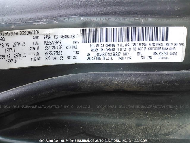 1J4GW48S74C166637 - 2004 JEEP GRAND CHEROKEE LAREDO/COLUMBIA/FREEDOM 绿色 照片 9