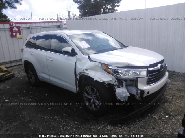 5TDZKRFH5ES033728 - 2014 TOYOTA HIGHLANDER LE/LE PLUS WHITE photo 1