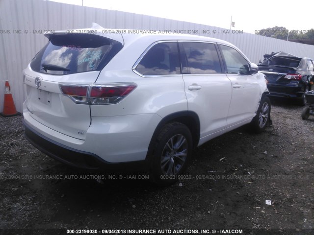 5TDZKRFH5ES033728 - 2014 TOYOTA HIGHLANDER LE/LE PLUS WHITE photo 4