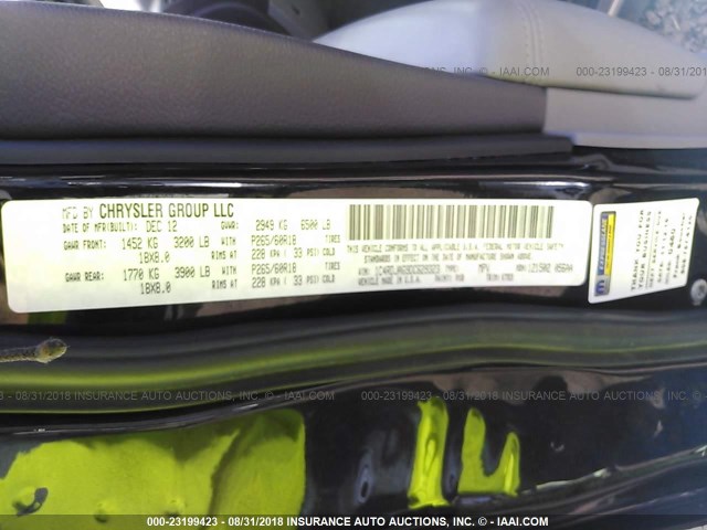 1C4RDJAG9DC629323 - 2013 DODGE DURANGO SXT BLACK photo 9