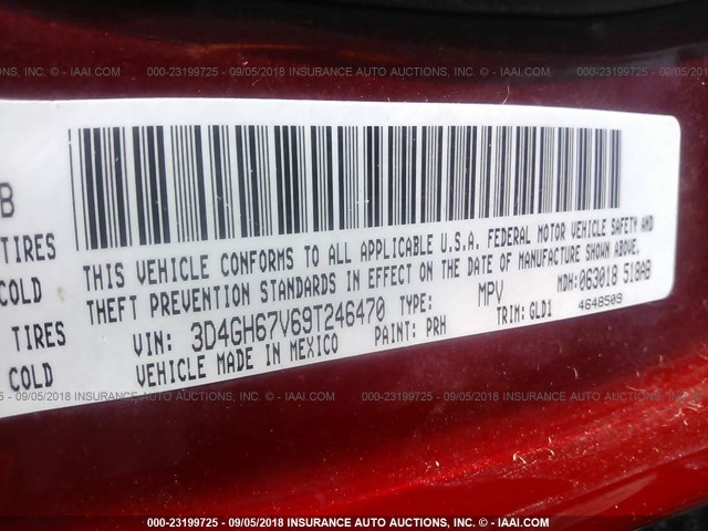 3D4GH67V69T246470 - 2009 DODGE JOURNEY R/T RED photo 9