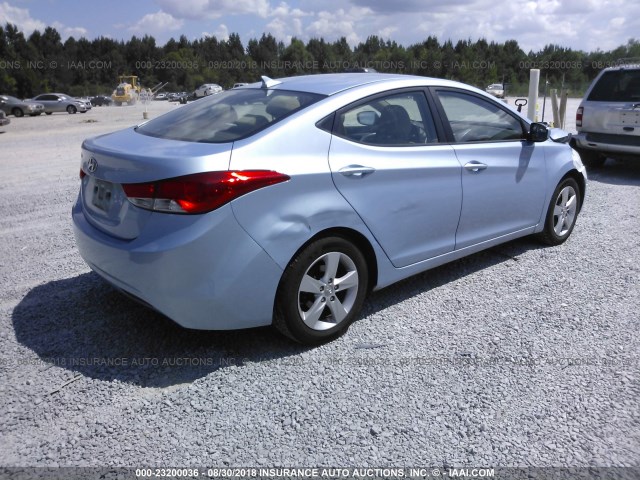 KMHDH4AE3BU101634 - 2011 HYUNDAI ELANTRA GLS/LIMITED BLUE photo 4