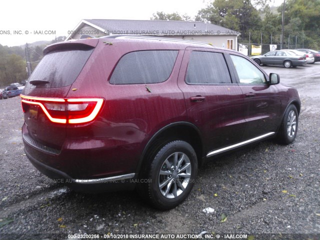 1C4RDJAG2JC483102 - 2018 DODGE DURANGO SXT BURGUNDY photo 4