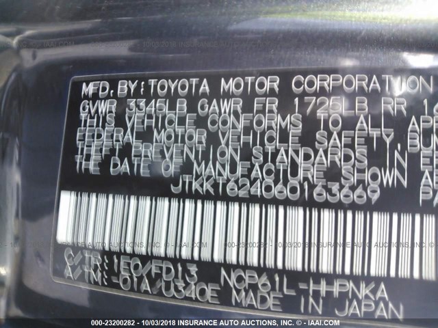 JTKKT624060163669 - 2006 TOYOTA SCION XA BLUE photo 9