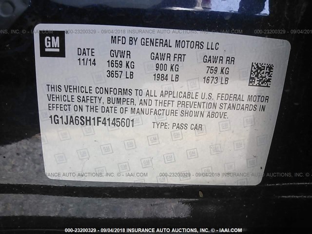 1G1JA6SH1F4145601 - 2015 CHEVROLET SONIC LS 蓝色 照片 9