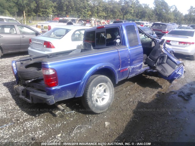 1FTYR44V93PB26262 - 2003 FORD RANGER SUPER CAB BLUE photo 4