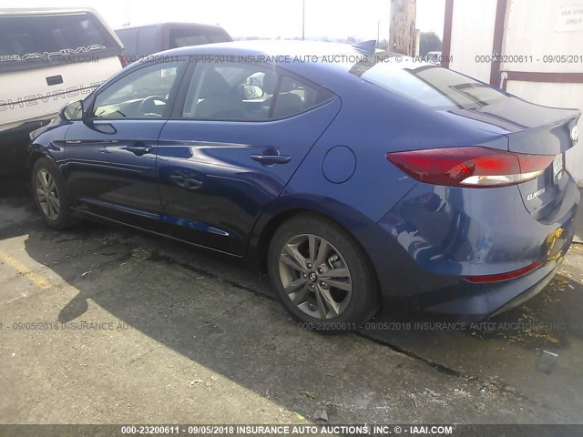 5NPD84LFXJH302983 - 2018 HYUNDAI ELANTRA SEL/VALUE/LIMITED BLUE photo 3