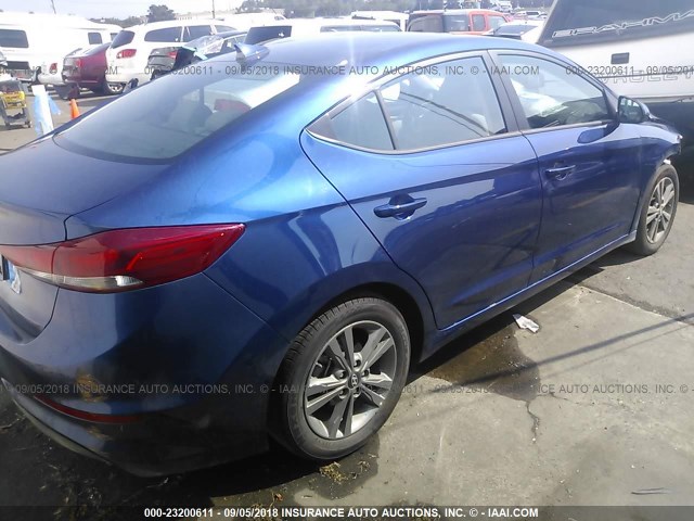 5NPD84LFXJH302983 - 2018 HYUNDAI ELANTRA SEL/VALUE/LIMITED BLUE photo 4