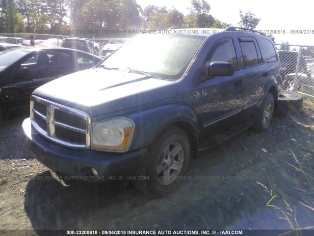 1D4HB58D24F142700 - 2004 DODGE DURANGO LIMITED BLUE photo 2