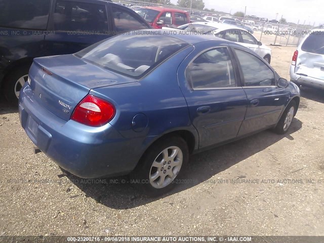 1B3AS56C43D234203 - 2003 DODGE NEON SXT BLUE photo 4