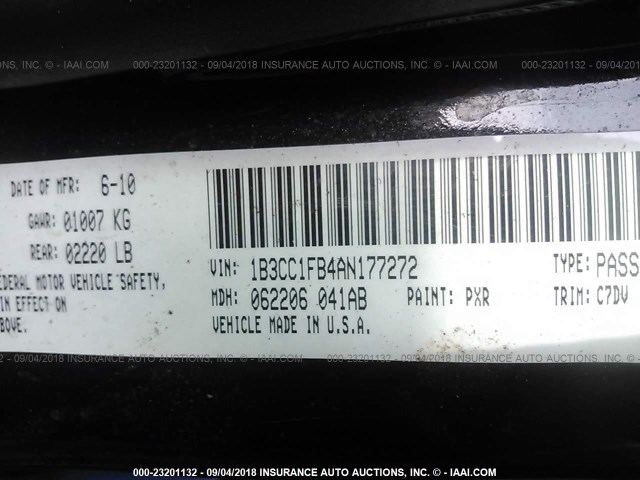 1B3CC1FB4AN177272 - 2010 DODGE AVENGER EXPRESS 黑色 照片 9