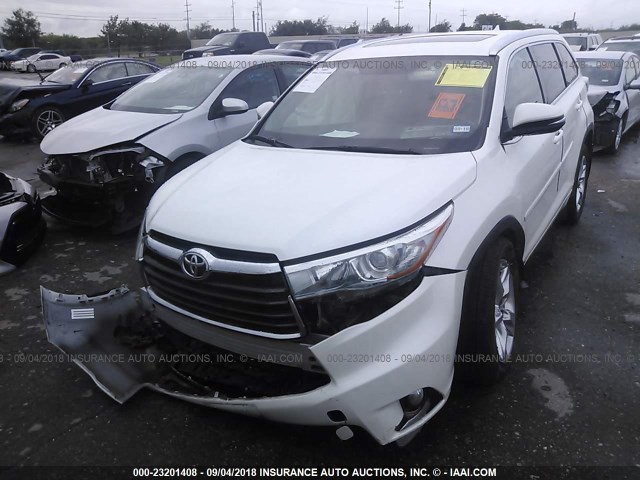 5TDYKRFH9GS138495 - 2016 TOYOTA HIGHLANDER LIMITED/LTD PLATINUM WHITE photo 2