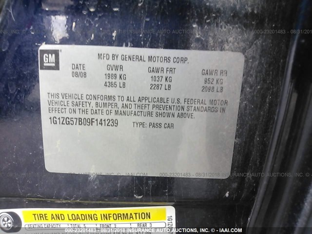 1G1ZG57B09F141239 - 2009 CHEVROLET MALIBU LS Tünd mavi foto 9