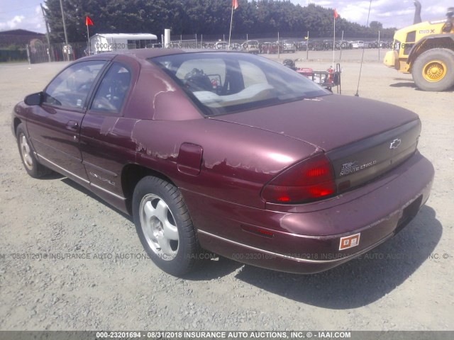 2G1WW12M7T9299455 - 1996 CHEVROLET MONTE CARLO LS BURGUNDY photo 3