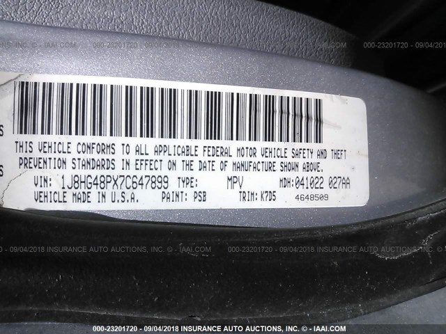 1J8HG48PX7C647899 - 2007 JEEP COMMANDER SILVER photo 9