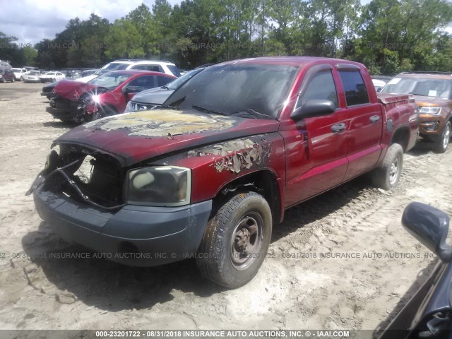 1D7HW28K56S525433 - 2006 DODGE DAKOTA QUAD/ST RED photo 2