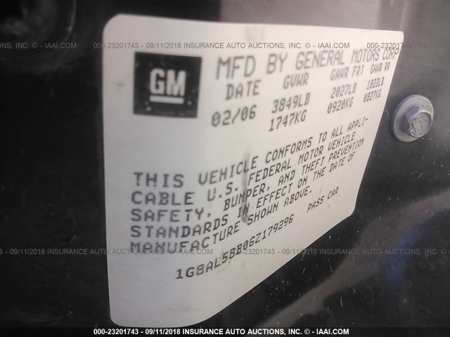 1G8AL58B06Z179296 - 2006 SATURN ION LEVEL 3 GOLD photo 9