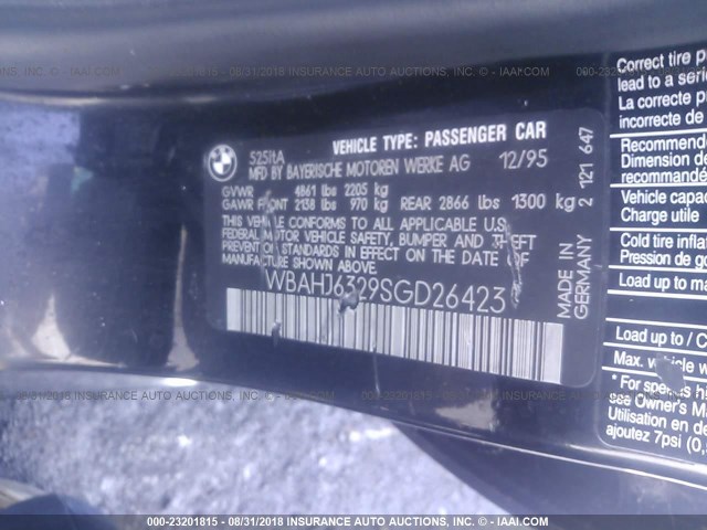 WBAHJ6329SGD26423 - 1995 BMW 525 IT AUTOMATIC BLACK photo 9