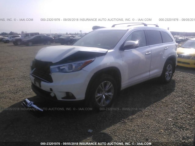 5TDJKRFH5FS187676 - 2015 TOYOTA HIGHLANDER XLE 白色 照片 2