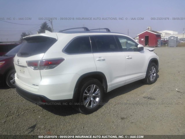 5TDJKRFH5FS187676 - 2015 TOYOTA HIGHLANDER XLE 白色 照片 4
