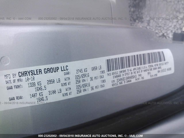 2D4RN3D18AR489643 - 2010 DODGE GRAND CARAVAN HERO SILVER photo 9