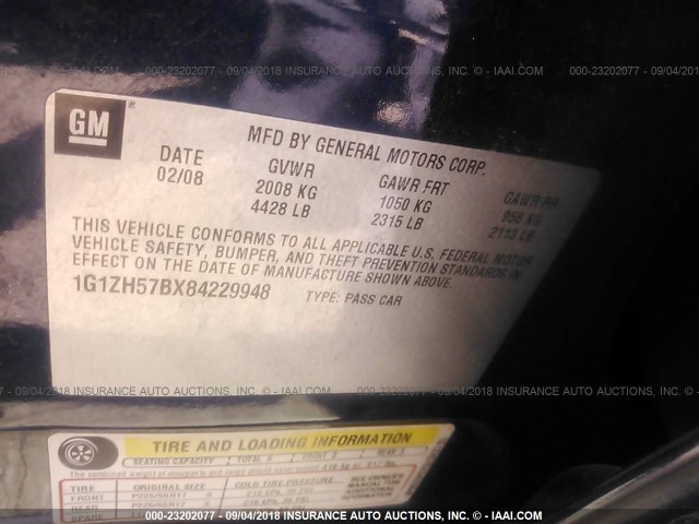 1G1ZH57BX84229948 - 2008 CHEVROLET MALIBU 1LT Dark Blue photo 9