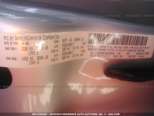 1J4GR48KX6C320641 - 2006 JEEP GRAND CHEROKEE LAREDO/COLUMBIA/FREEDOM 银色 照片 9