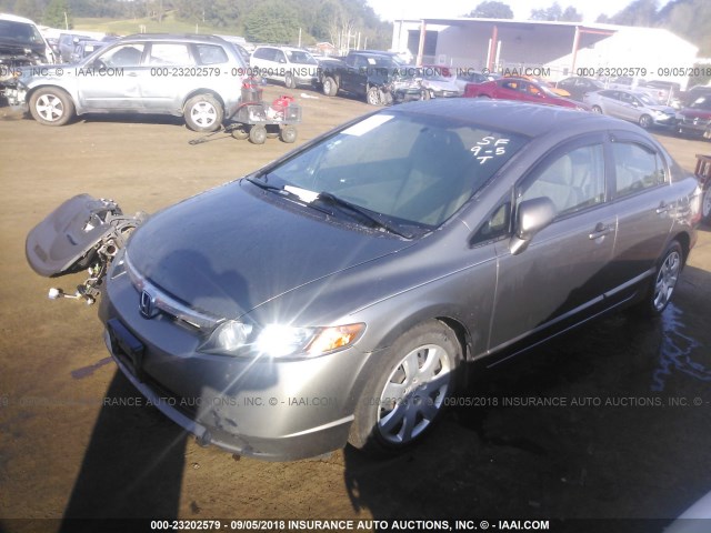 1HGFA16568L110756 - 2008 HONDA CIVIC LX GRAY photo 2