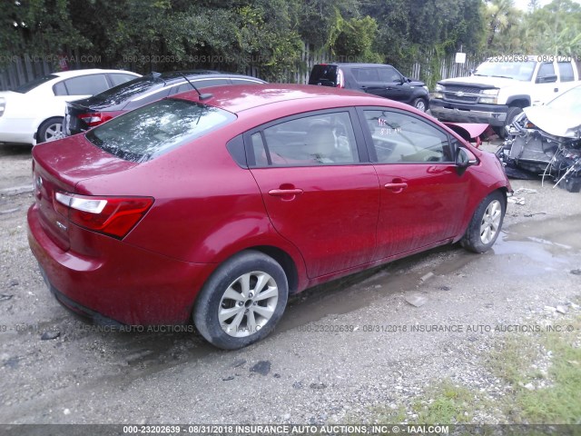 KNADN4A35C6071597 - 2012 KIA RIO EX/SX RED photo 4