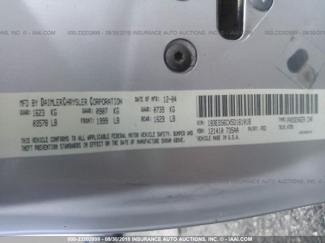 1B3ES56CX5D161018 - 2005 DODGE NEON SXT SILVER photo 9