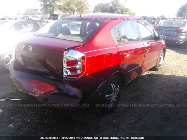 3N1AB61E88L648456 - 2008 NISSAN SENTRA 2.0/2.0S/2.0SL RED photo 4