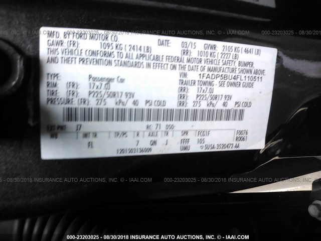 1FADP5BU4FL110511 - 2015 FORD C-MAX SEL GRAY photo 9