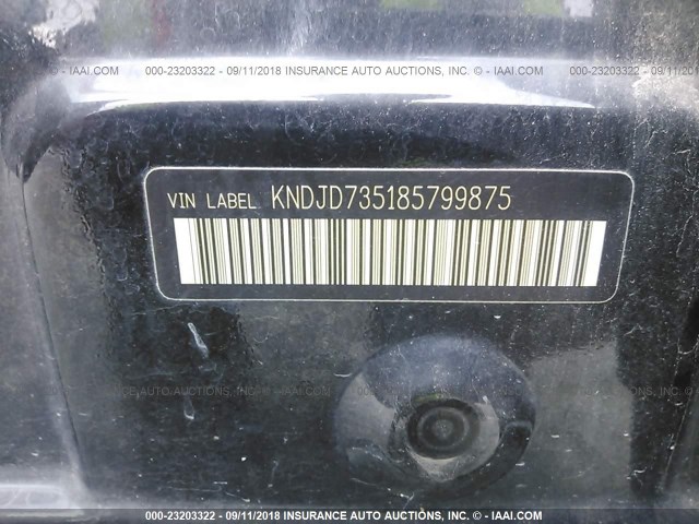 KNDJD735185799875 - 2008 KIA SORENTO EX/LX BLACK photo 9