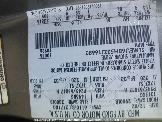 5LMEU68H53ZJ16682 - 2003 LINCOLN AVIATOR 棕色 照片 9