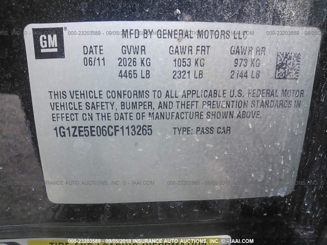 1G1ZE5E06CF113265 - 2012 CHEVROLET MALIBU LTZ 黑色 照片 9