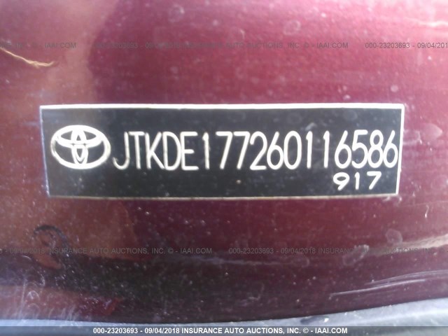 JTKDE177260116586 - 2006 TOYOTA SCION TC 紫色 照片 9
