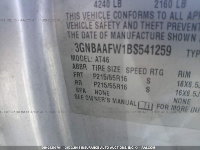 3GNBAAFW1BS541259 - 2011 CHEVROLET HHR LS Gümüş foto 9