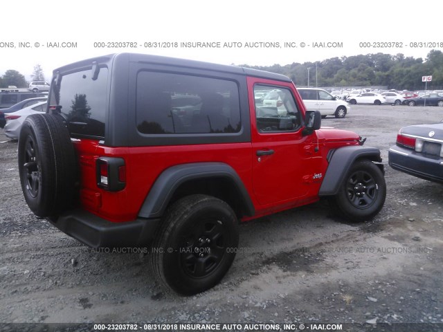 1C4GJXAG7JW160729 - 2018 JEEP WRANGLER SPORT 红色 照片 4