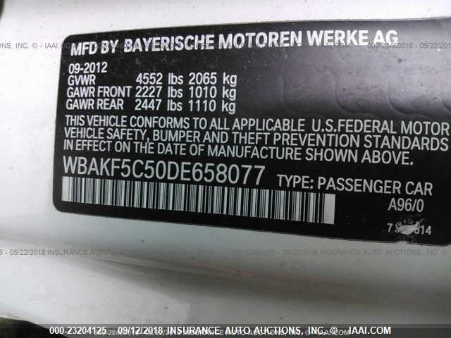 WBAKF5C50DE658077 - 2013 BMW 328 XI SULEV WHITE photo 9