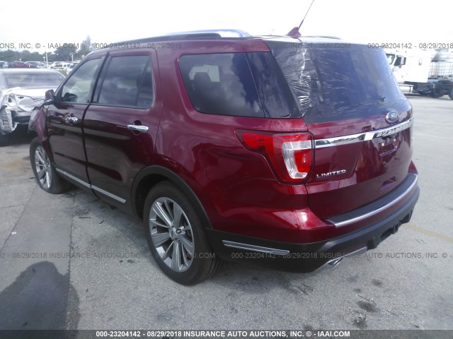 1FM5K8F89JGA20022 - 2018 FORD EXPLORER LIMITED 红色 照片 3