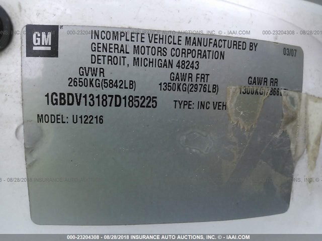 1GBDV13187D185225 - 2007 CHEVROLET UPLANDER INCOMPLETE 白色 照片 9