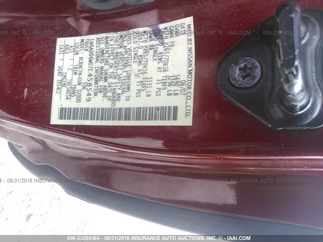 1N6AD06W07C458549 - 2007 NISSAN FRONTIER KING CAB LE/SE/OFF ROAD RED photo 9